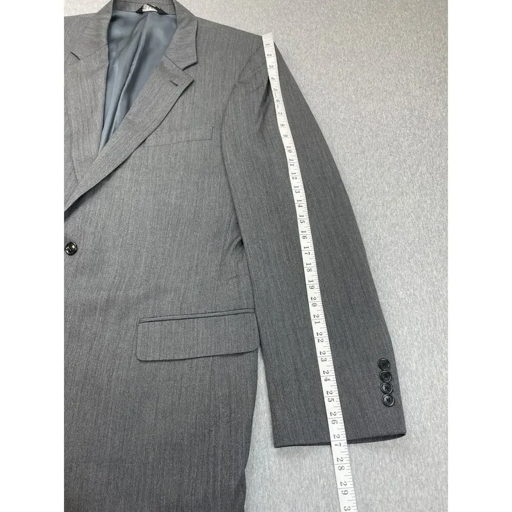 Jos A Bank Signature Suit Men 46XL Gray Herringbone Wool Pants 40 x 31 - 2 Piece